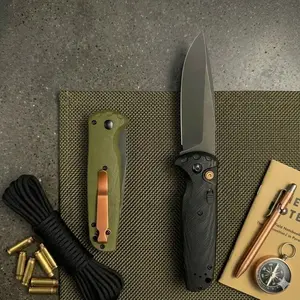 black 4300  Practical Folding Knife with G10 Handle & High Hardness Steel Blade, Ideal for Camping, Hiking and Daily EDC Use Portable