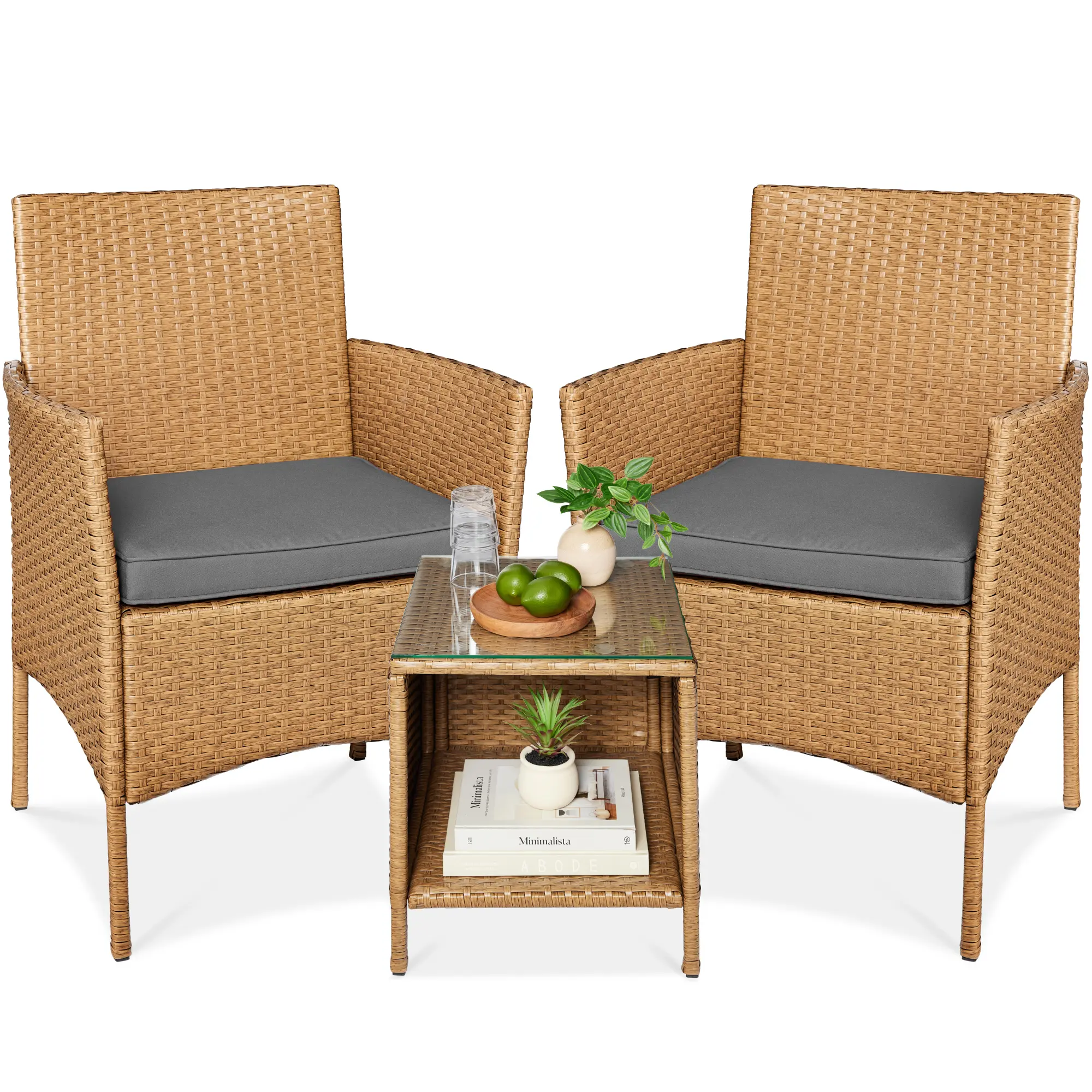 Best Choice Products 3-Piece Outdoor Wicker Conversation Patio Bistro Set, w/ 2 Chairs, Table Best Choice Products 3-Piece Outdoor Wicker Conversation Patio Bistro Set, w/ 2 Chairs, Table