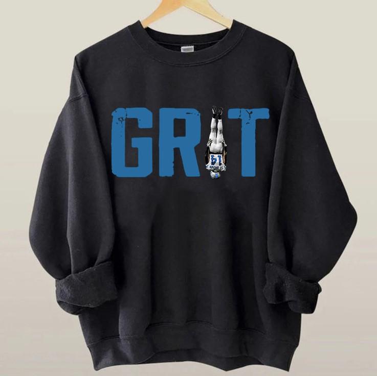 GRIT Amon-Ra St Brown #Detroit Football Crewneck, Game #Day Shirt, Vintage Football Tee, Fan Apparel Gift for Men Women Sweatshirt, #Hoodie, Comfort Colors