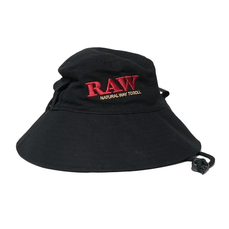 Raw Smokersman Bucket Hat - Black, Unisex, Plain, Portable, M Size (No Other Sizes), Casual Daily Fashion Accessory