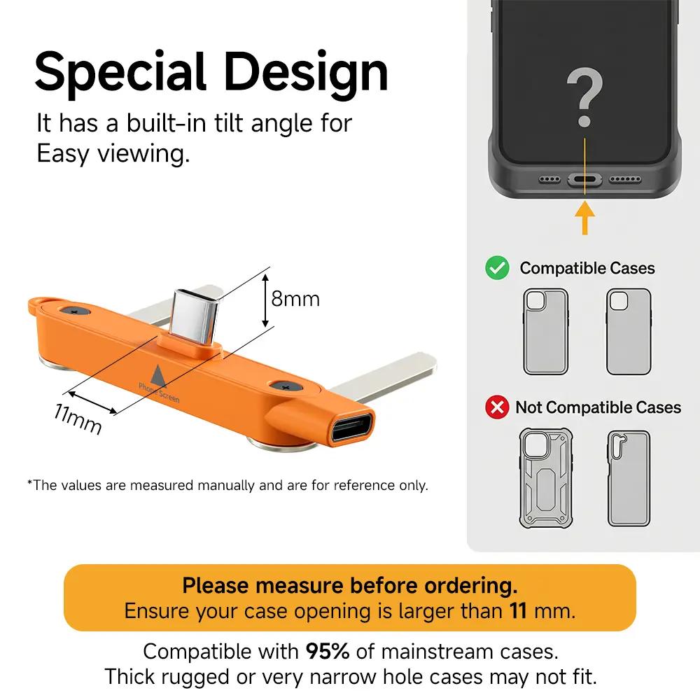 Invisible Holder Charger Cable with Stand, 240w super fast charging 2-in-1 Fast Charging Cord & Phone Stand for Gaming, Office, Car Travel, Compatible with iPhone Samsung Type-C charging cable Black