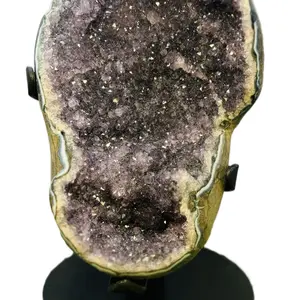 Purple amethyst geode on stand crystal display natural crystal