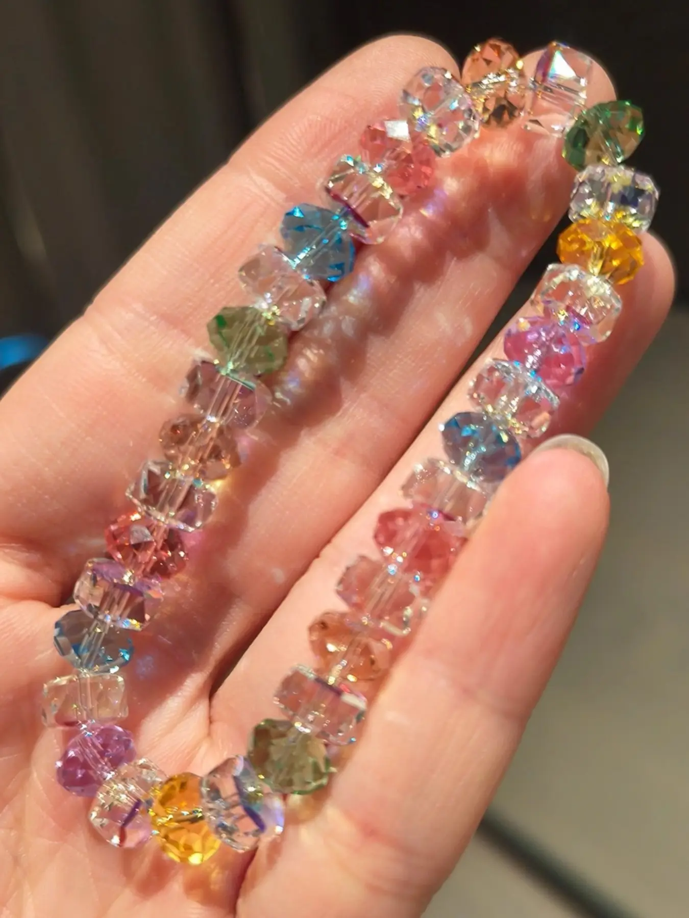 Rainbow Color Imitation Crystal Bracelet for Women, Elegant Stackable Cuff Bracelet, Perfect Daily Wear Jewelry Accessory for Her, Pretty Bracelet, Beautiful Bracelets, Fashionable Bracelet, Stackable Bracelets, Stacking Bracelet