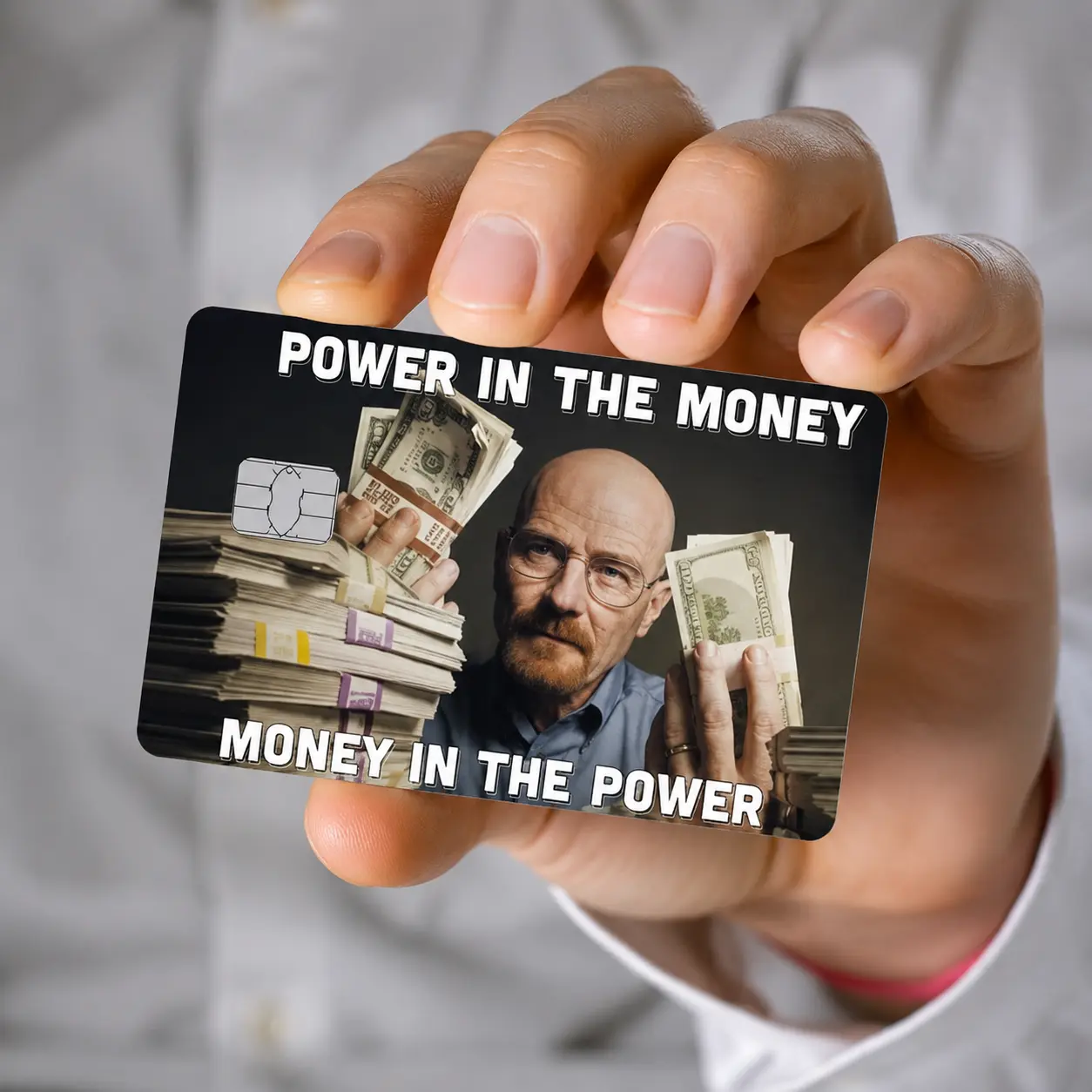 [SALE UP TO 60%] Power In The Money Credit Card Skin | Funny Money Meme Bank Card Sticker | Waterproof Debit & Credit Card Wrap