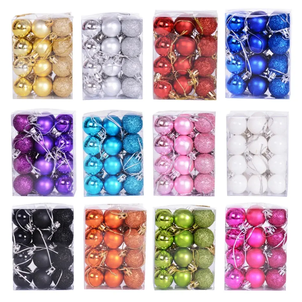 24pcs Christmas Ball Ornaments Shatterproof Christmas Ornaments Set Decorations for Xmas Tree Balls 3cm 1.18 inch