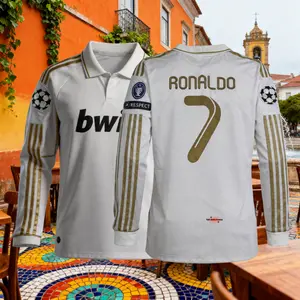 No.7 C.Ronaldo 2011 12 Retro Home White Away Blue Long-Sleeved Soccer Jerseys