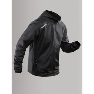 MF New 2024 Men's Breathable Lightweight Windproof Jacket, Reflective Shoulder Strap, Breathable Mesh Side Panel, Suitable for Fitness Running Hiking Climbing Outdoor Sports, Casual Hoodie Dandy