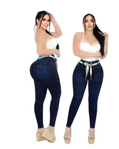 Jeans colombiano levantacola Women's High-Waisted Push-Up with Front Rips & Push-Up Technology for Enhanced Curves