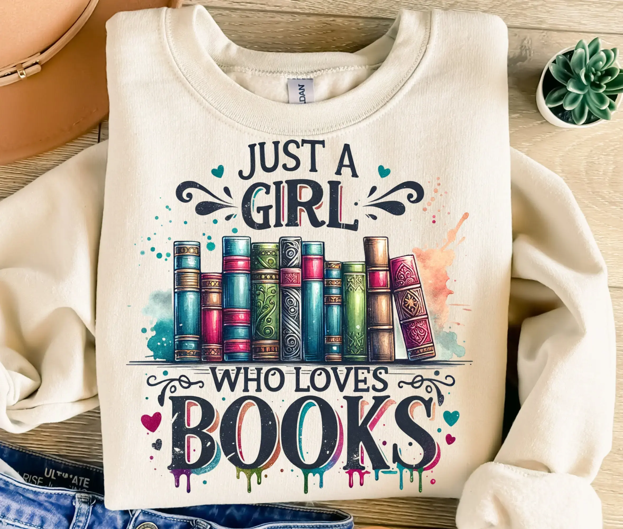 Just A Girl Who Loves Books Sweatshirt , Book Worm Hoodie , Book Lover Gift, Bookish Sweater - HUNTWEAR SHOP