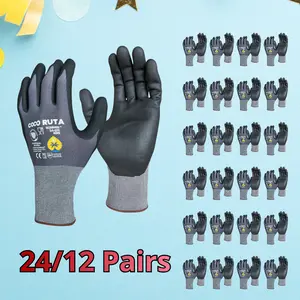 24 Pairs COCO RUTA Gloves  34-874 Safety Gloves | Guantes Para Trabajo - Maxi Flex Gloves For Men Nitrile Micro Foam Grip Palm Comfortable Fit Construction Gear