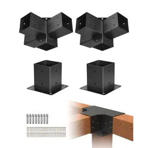 VEVOR Pergola Bracket Kit, 6x6 Inch (Inner Size 5.5x5.5), 2 Pcs 4 - Way Heavy Duty Corner Bracket Woodworks DIY Post Base Kit, Easy Installation Wooden Beams for Gazebos, Patio Pergolas, Log CabinVEVOR Super Brand Day