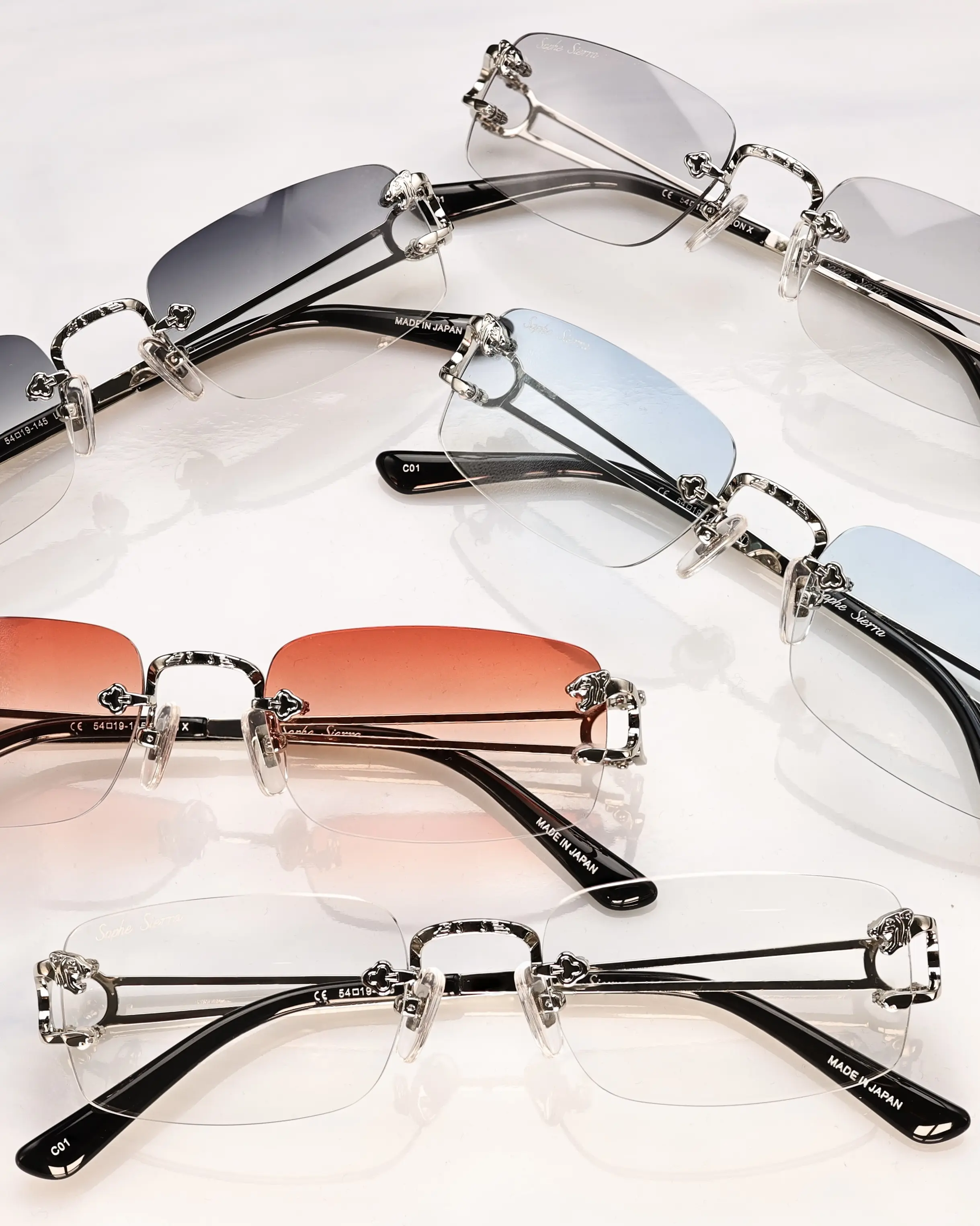 18K WHITE GOLD LION X RIMLESS FRAME