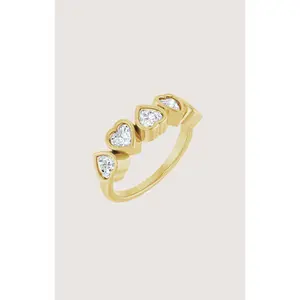 FIVE HEART BEZEL RING
