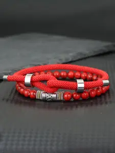 Men's Casual Plain Color Stone Beaded Bracelet, Fashionable Nylon Rope Bracelet, Stackable Bracelets for Party, Daily Decor, Trendy All-match & Exquisite Jewelry for Birthday Gift