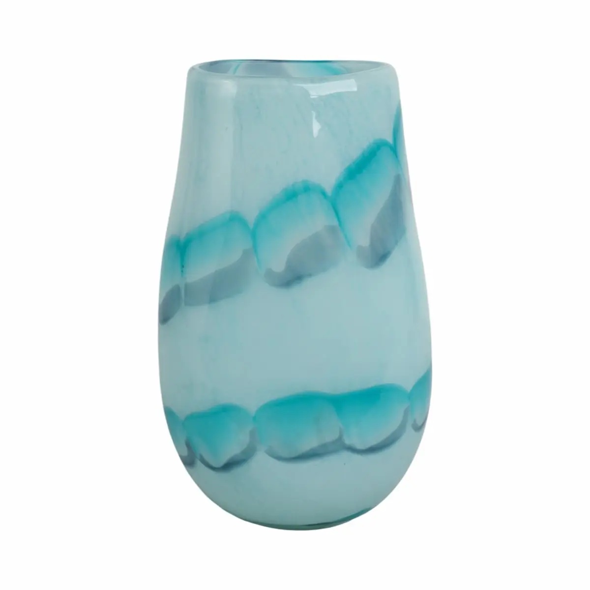212 MAIN Blue Bead Glass Vase - 12 in x 7 in Modern Home Decor Accent, Ideal for Home Supplies Display