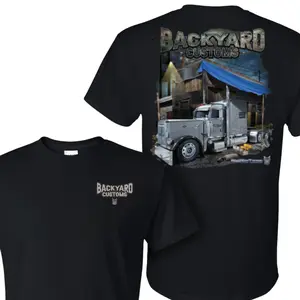 [BIG RIG TEES] Backyard Customs Semi Truck T-Shirt, Custom Garage Big Rig Graphic Tee, American Trucker Lifestyle Apparel for Drivers, Gift for Truck Enthusiasts & Mechanics