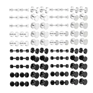 10 Pairs Stainless Steel Flat Back Stud Earrings - Hypoallergenic Cartilage Tragus Piercing Jewelry Set for Men Women