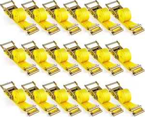 VEVOR 18PCS E Track Ratchet Strap, 2" x 15'E-Track Straps 4400 LBS Breaking Strength, Polyester Webbing & Spring Fitting & Ratchets, Durable Tie-Downs for Tires Motorcycles Trailers Loads Yellow