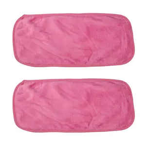 Unique Bargains 2pcs Makeup Removal Cleaning Cloth, Washable Reusable Makeup Remover Cleaning Towels for Most Skin Types, Rose Red, 16"x8"