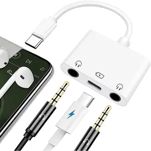 USB C to Dual 3.5mm Headphone Jack Adapter USB C to 3.5mm Audio Adapter 3 in 1 Aux to USB C Headphone Splitter and  Charger for  17 16 15/iPad Pro/Galaxy 25 24 23 Pixel 9 8 7 and