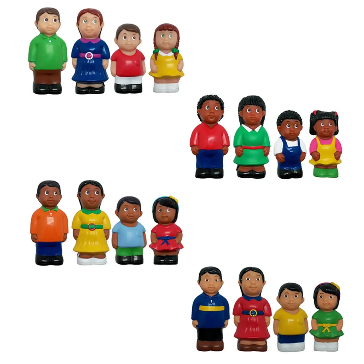 212 MAIN Multicultural Family 4-Piece Actionfigures Set, Soft Plastic Chunky Role Play Educational Toy Set for Ages 1+ (School & Educational Supplies), Role Play Set