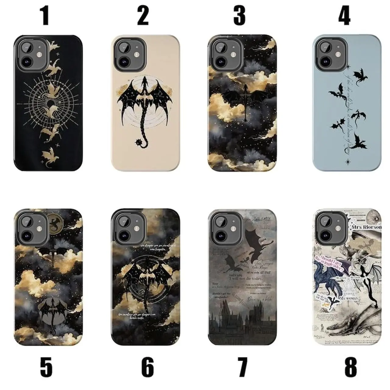 Fourth Wing Dragon Phone Case, Fantasy Art Dragonn Cover Compatible with iPhone X, 11, 12, 13, 14, 15, 16, 17 Plus Pro Promax & SS Galaxy S21-25 Series