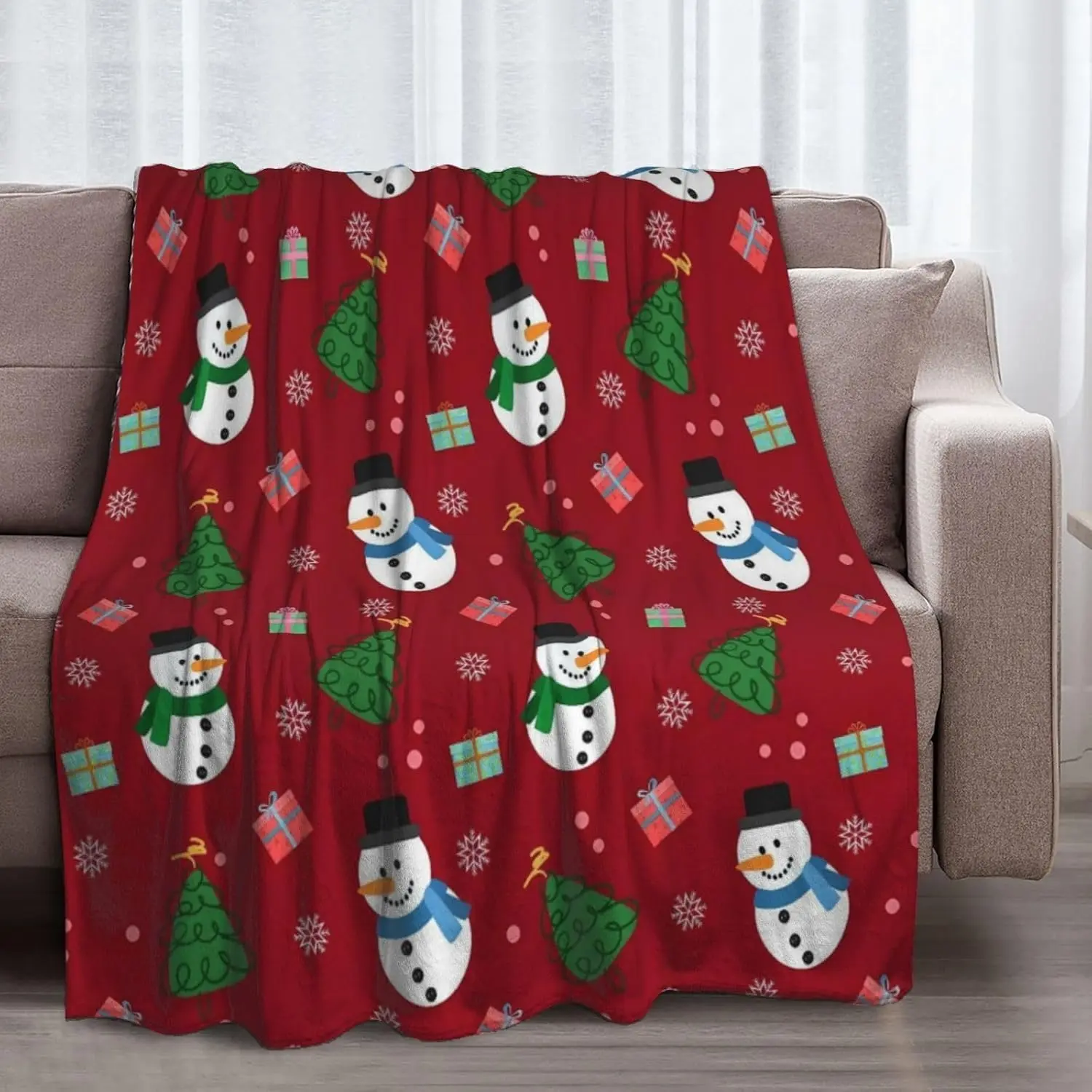 Christmas Throw Blanket Cute Red Snowman Christmas Blankets and Throws Xmas Decorations for Adults Kids Fuzzy Cozy Soft Warm Winter Holiday Decor for Bed Couch Sofa Print Flannel Blanket