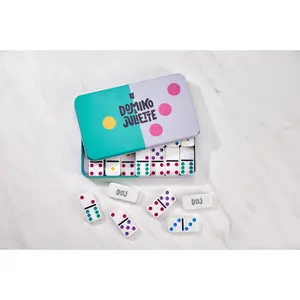 Dominos Set For Toddler & Kids - 28 Double-Six Dominos With Colorful Dots - Fine Motor Skills Development & Preschool Math Learning Activity Set For for Ages 3+