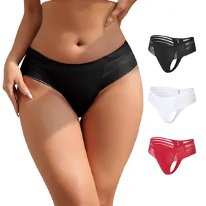 OHYEAH Women's Minimalist Sexy Low-Rise Thong Bikini Panties - Cotton Crotch, Cheeky Fitted, Breathable, Soft, Elegant, Stylish Knickers for Daily Wear, S-XXL
