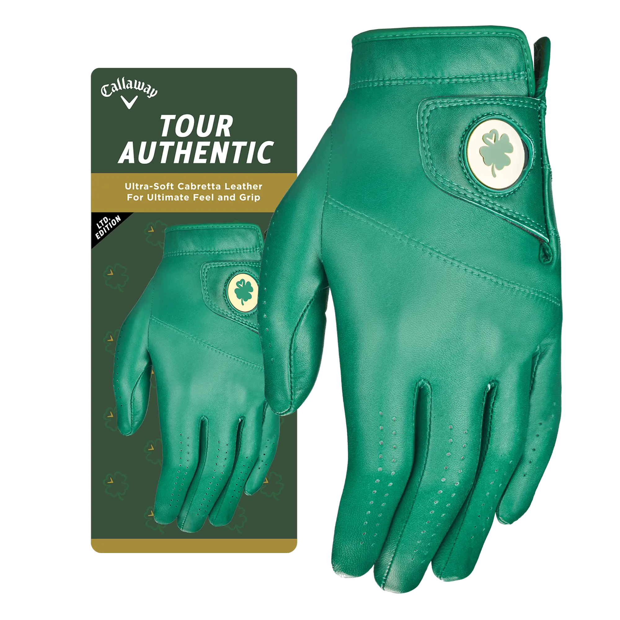 Callaway Golf Men's Lucky Tour Authentic Golf Glove in Green | Size: Cadet Large, Golf Equipment