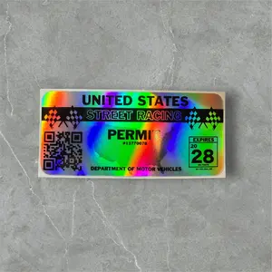 United States Street Racing Permit Holographic Car Vinyl Decal Funny Sticker Expires 2028