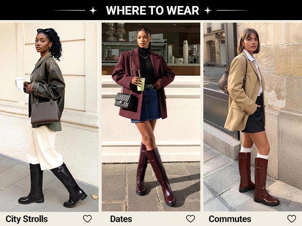 DREAM PAIRS Knee-High Buckle Strap Riding Boots | Round Toe Straight Shaft Knee-high Easy Pull-on Adjustable Metal Buckle 5mm Foam Insole Faux Suede & PU Leather Tall Boot, Foam Sole