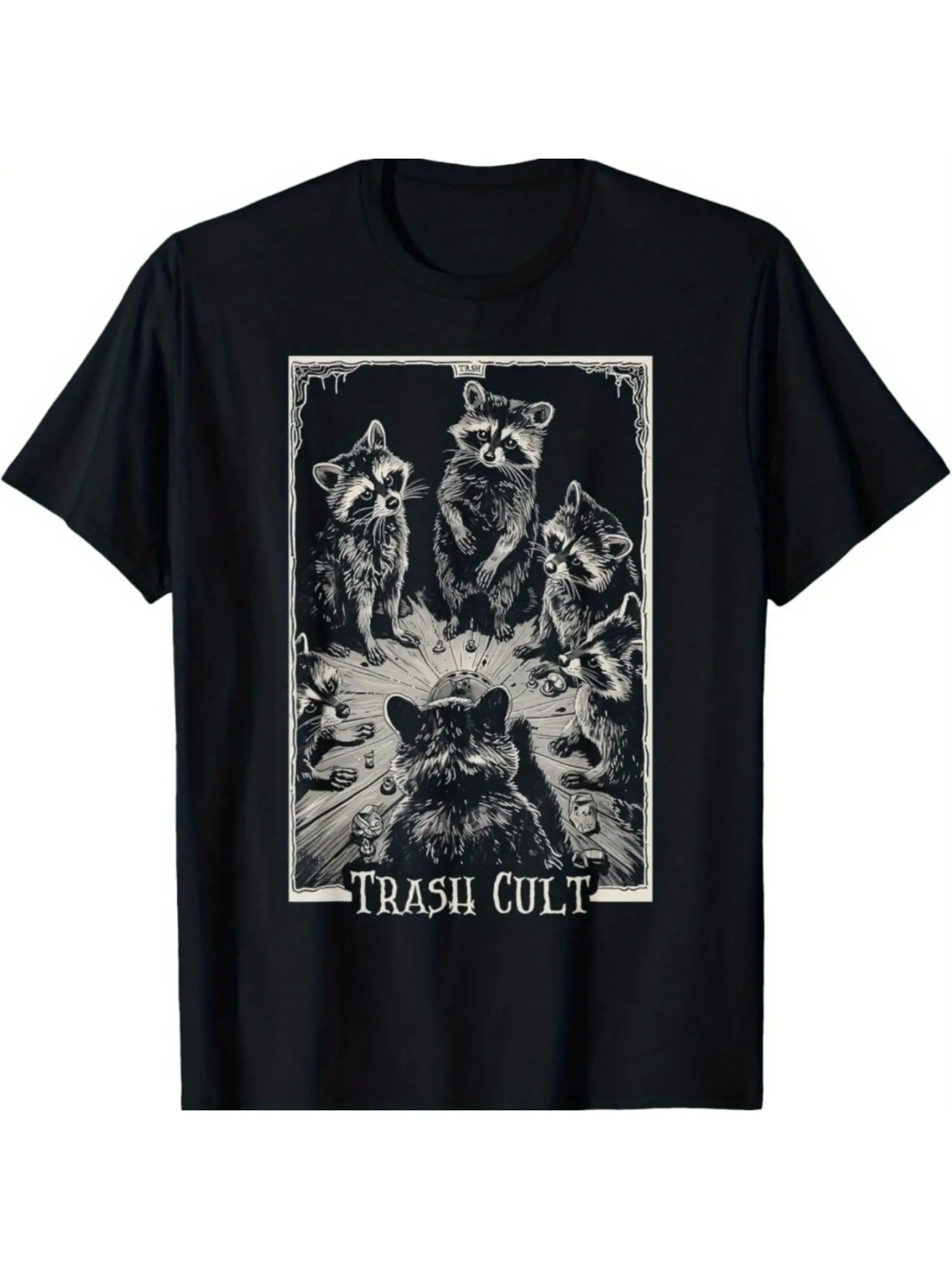 Raccoon Tarot Card Gothic Witchcraft The Trash Cult T-Shirt
