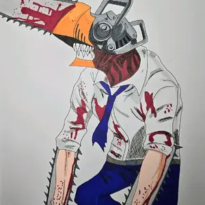 Free hand drawing of Chainsaw Man