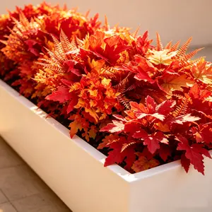 12/24 pieces of garden decorations, autumn color imitation flowers, non-dying artificial flowers, maple leaf eucalyptus papyrus grass imitation plants, garden or bedroom decorations, scene setting flowers.