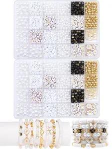 Faux Pearl & Flower & Beads Making Kit, diy mix beads, Diy Jewelry Making Supplies for Bracelets Necklaces Earrings, Fashion Accessories for Women & Girls for Gift, Beads Set