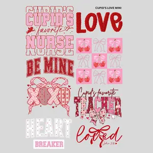 Cupid's Love Mini DTF Transfer Gang Sheet 24.5" x 36" Direct To Film for DIY Enthusiasts Vibrant Custom Options Cozy Handmade Aesthetic