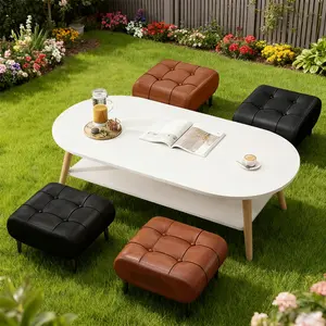 Retro High-Quality Waxed Leather Low Stool