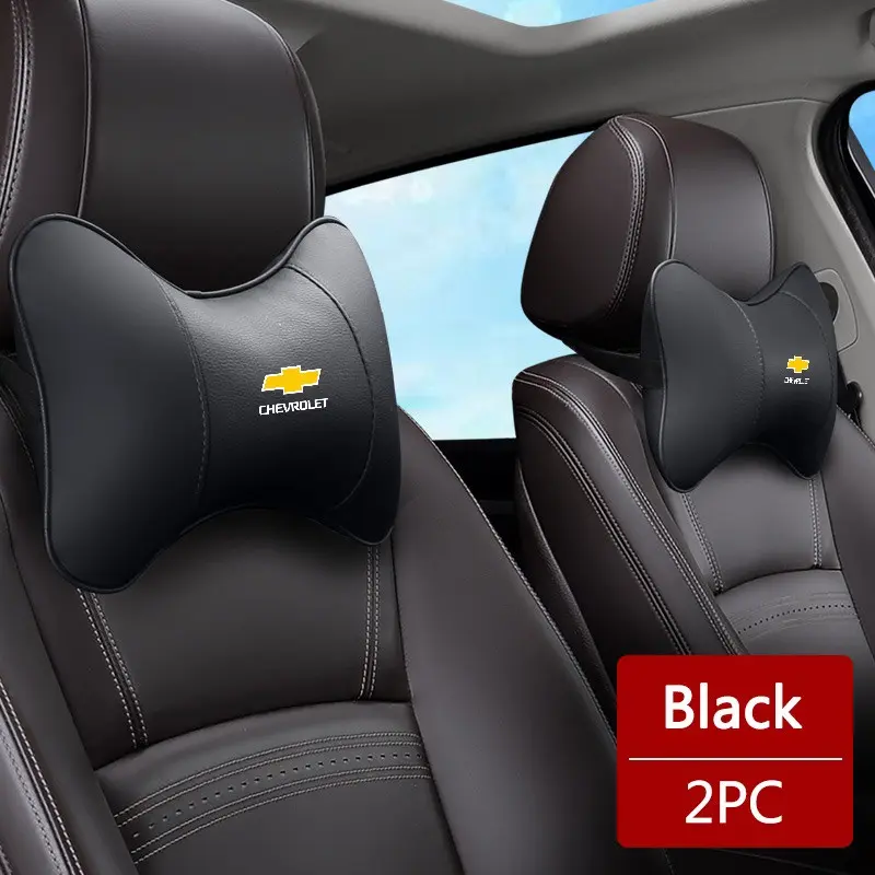 2PCS PU Leather Car Interior Seat Headrest Neck Protector Pillow For Chevrolet Spark Captiva Cruze Malibu Equinox Trax Camaro Blazer Traverse Car Accessories