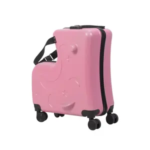 20" Large Capacity Carry On Luggage for Children - 4 Multi-Directional Wheels, Impact-Proof, Scratch-Resistant Surface, Built-In Seat and Belt, Easy Rolling, Zipper Closure