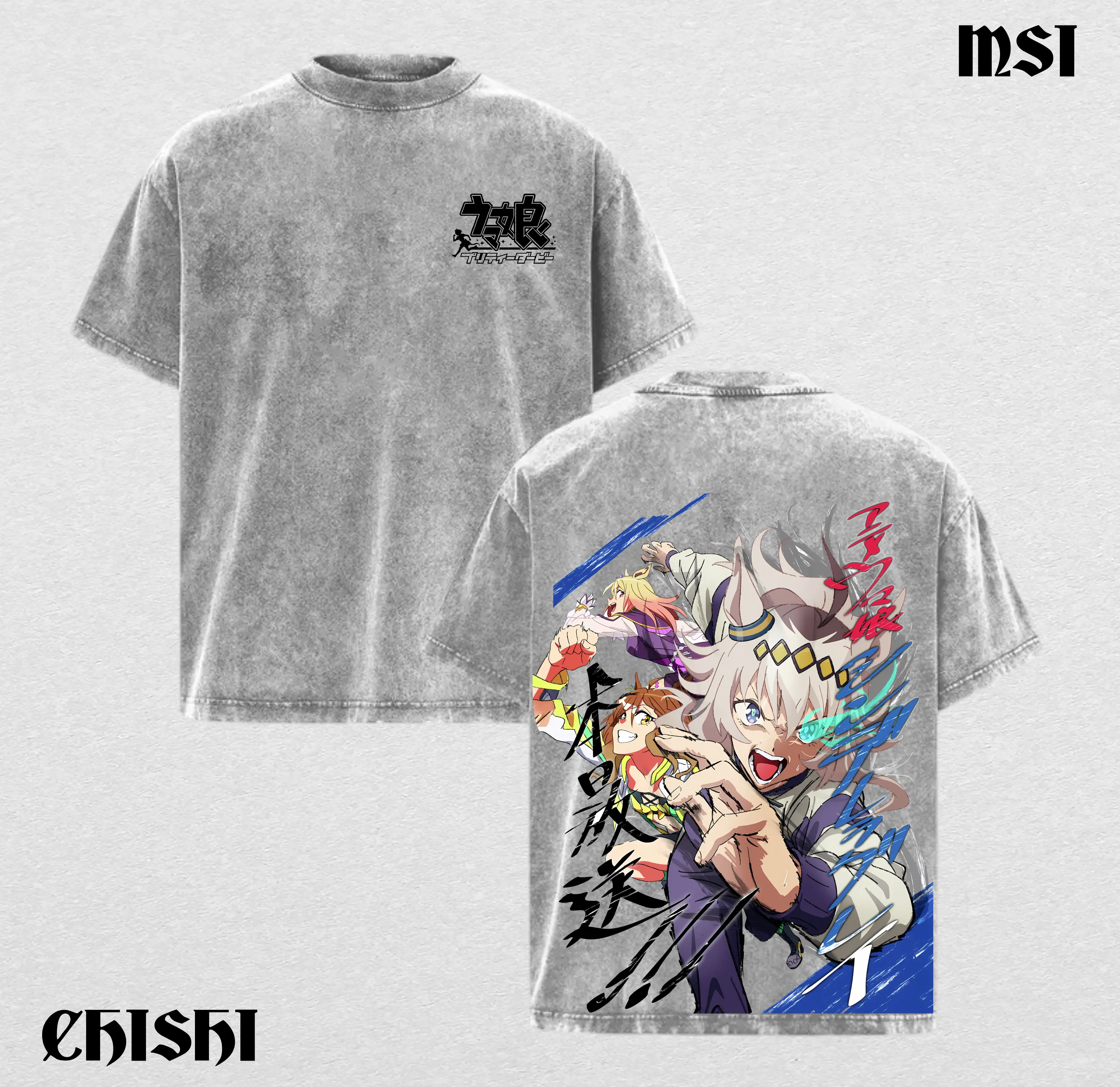 Men's Oguri Cap Graphic Short-Sleeve T-Shirt - Unisex Oversized Round Neck, Seamless Ribbed Worn-In Look Heavyweight Cotton, Double-Sides Print Vintage Streetwear Anime Tee, Reinforced Shoulders, 3XL Menswear Top, Shortsleeve, True Oversize, Anime Graphic