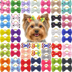 Puppy Hair Bows Small Dog Mini Rubber Bands Doggie Bowknot Pet Grooming Accessories 60pcs (30 Pairs)