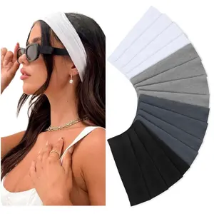 Headbands for Women Non Slip 16 Pack Elastic  Hair Bands for Women, Soft  Cloth Headband for Workout Yoga Fashion Hair Accessories, Black White Gray Trendy  Bands