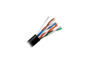 Nippon Labs CAT5E Outdoor Bulk Ethernet Cable, Direct Burial Solid Copper, CMX, 24 AWG, UTP, PE Outdoor Jacket, UV Res, 1000' Pull Box - Black