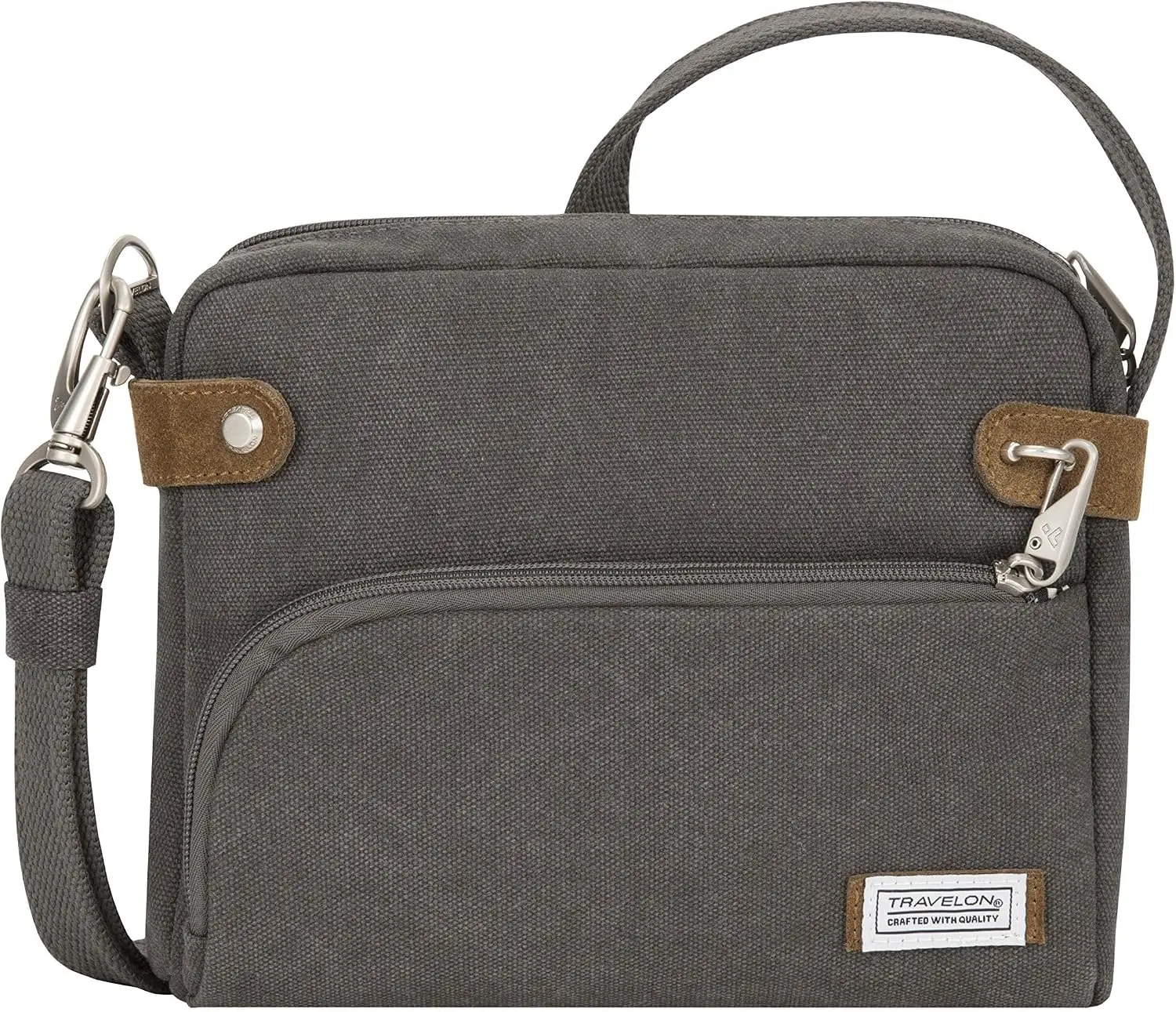 Anti-Theft Crossbody Bag, Slash-Resistant Canvas Travel Purse with Locking Zippers and RFID Pocket