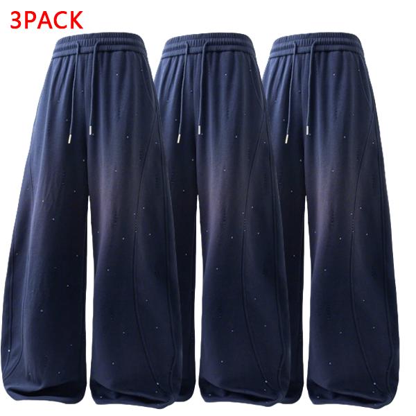 3PACK Men's Premium Sparkle Wide Leg Pants, Casual Drawstring Baggy Trousers, Perfect for Club, Party, Daily & Streetwear