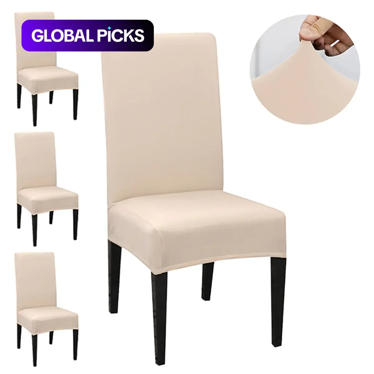Set of 4–12 Milk Fiber Elastic Chair Covers, Size S, All-Season Contemporary Style Cover for Kitchen, Dining and Living Room