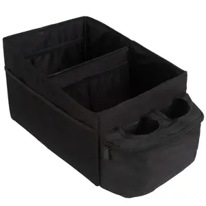 Car Backseat Organizer with Cup Holders & Zipper Pocket, Multi-Compartment Auto Storage Box for Trunk/Seat, Durable Oxford Cloth Vehicle Organizer for Travel, Camping, Daily Use