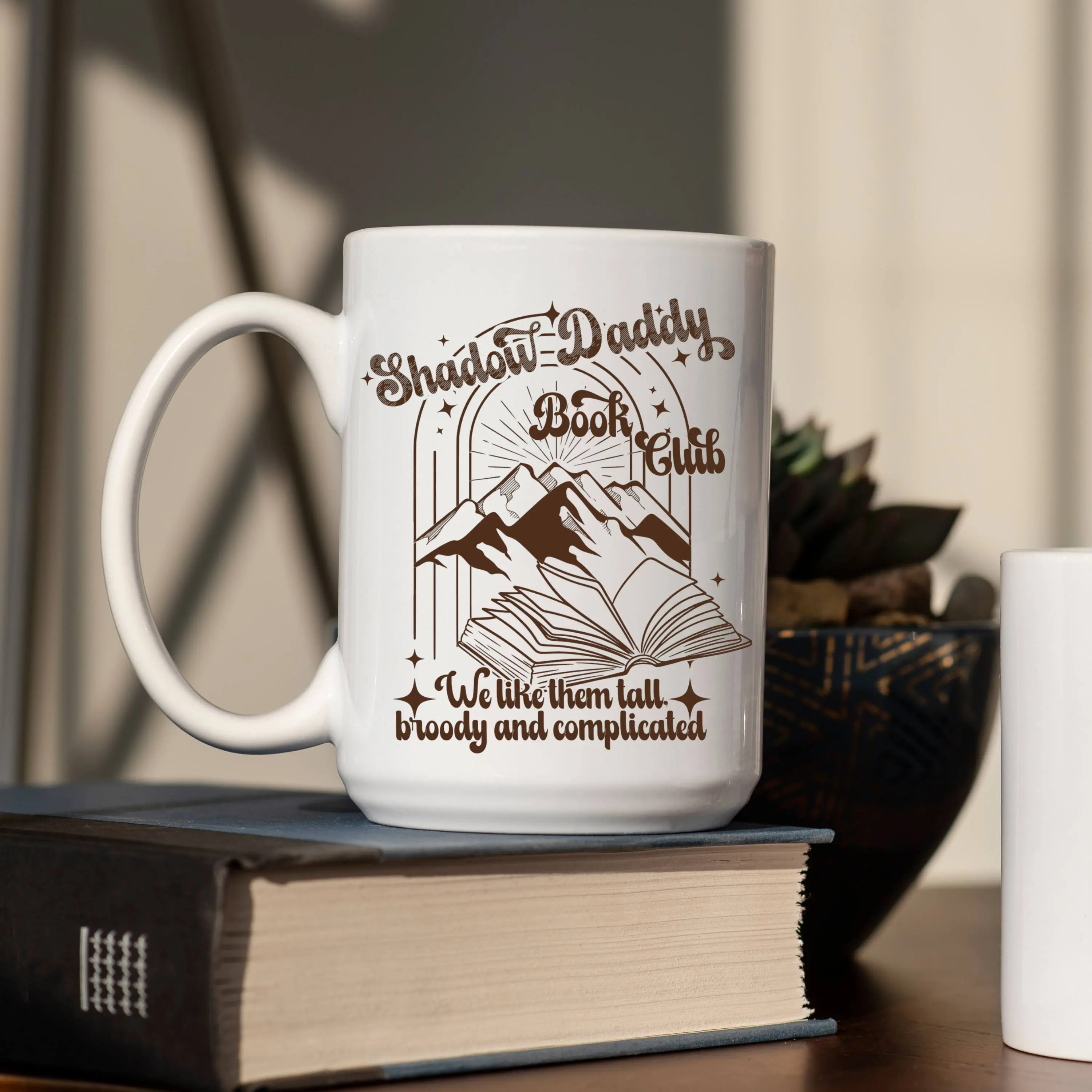 Shadow Daddy Book Club Mug - 15 oz Romantasy Reader Coffee Cup, Dishwasher and Microwave Save Book Lover Mugs