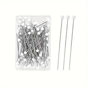 [Heat Resistant] Colorful Pins with Head | Pack of 100 Pins | 38mm Stainless Steel Glass Head | Heat Resistant Fine Needles | for Sewing, Quilting and Crafts, Jewelry Making